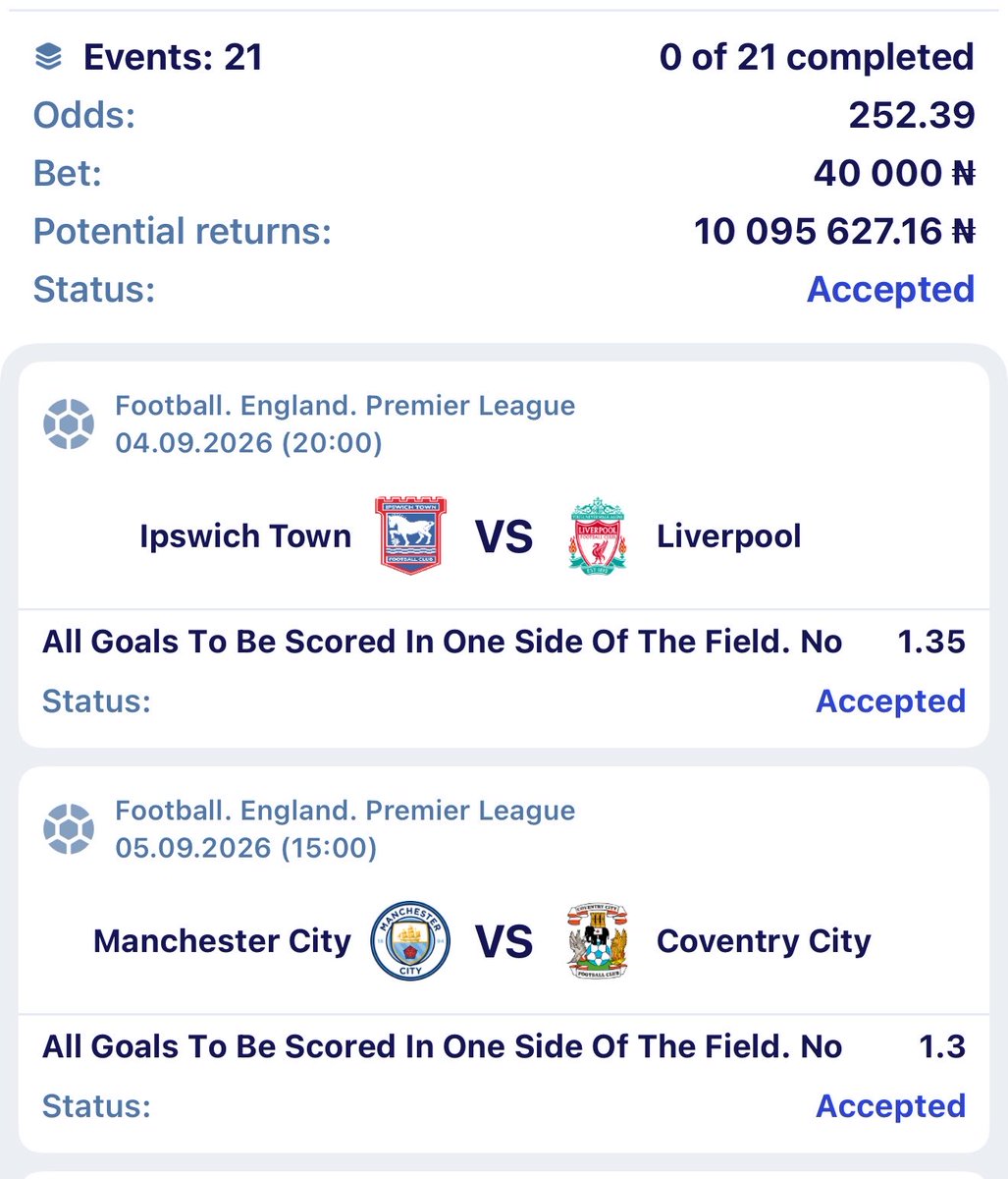 cindy_blog's tweet photo. All Goals to be scored in one side of the post (No )

1000 &amp; 250 ODDS ON PARIPESA

CODE: SN4FX, UXGFX

REGISTER HERE👉: https://t.co/htsVElI4Aq

PROMO CODE: CFREETIPS

Still a win if they play a goalless draw https://t.co/oMJGCyo6hl