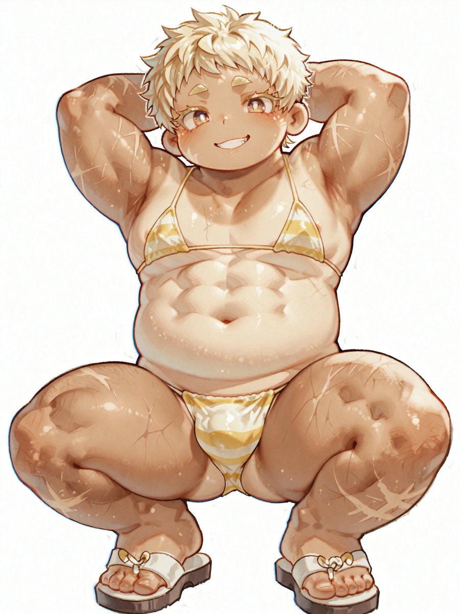 ku_nel_notekute's tweet photo. 真夜中だけどqwen-image-edit-2511を使ってリブやんの肌修正ができないかテスト中！
VRAM8GBでも動いた！やった！でもすごい時間がかかるしこれはかなり調整しないとまずいな～というわけでちょっとあれなポーズだけどあげとく
←修正前　修正？後→ https://t.co/g2F28V8oBL