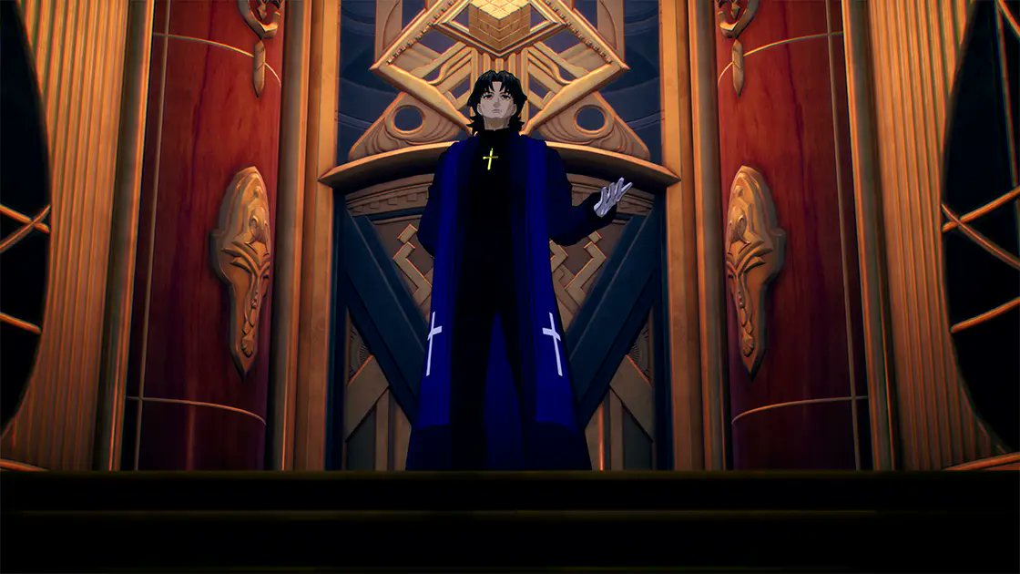 KaroshiMyriad's tweet photo. Father Kotomine description for FATE/EXTRA RECORD:

"The cold-blooded director of the Holy Grail War. He's an NPC created by the Holy Grail and is based on a person who was involved in a previous Holy Grail War." https://t.co/eUMBTxlZEY