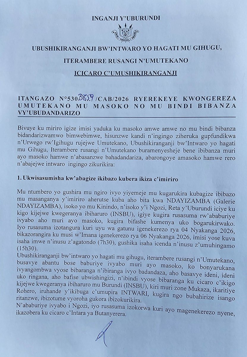 UbumweHebdo's tweet photo. Ingingo zafashwe n'ubushikiranganji bwa @MininterInfosBi zijanye n'imiriro imaze imisi yibonekeza mu masoko https://t.co/22oQR1iKKP