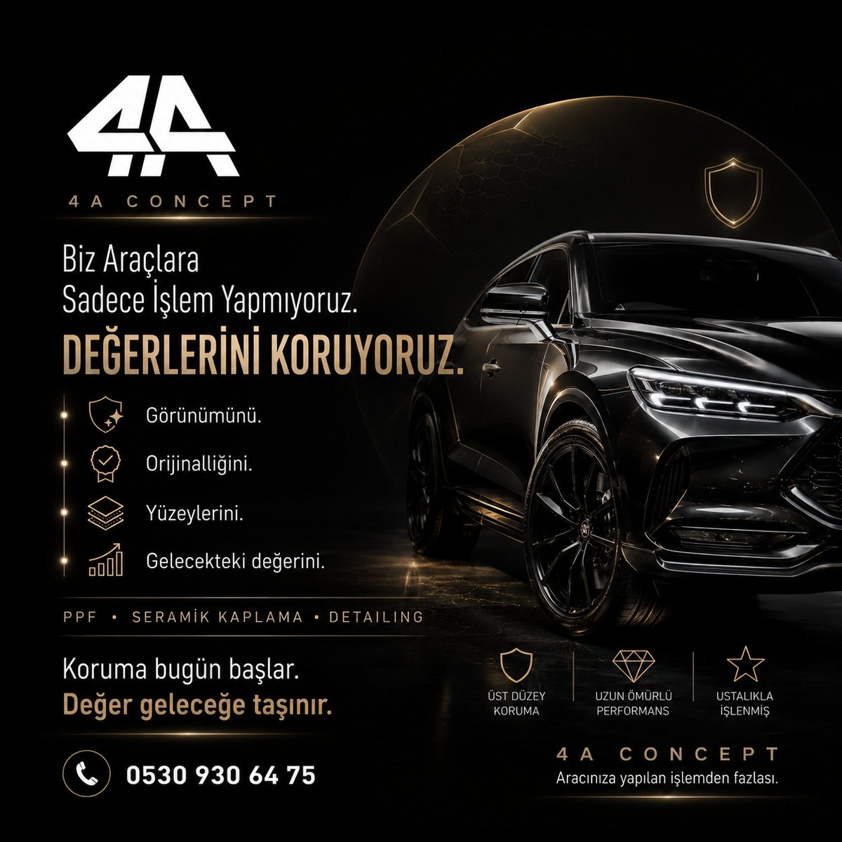 DillonHemloi's tweet photo. Protecting a vehicle is about preserving its value. At 4A Concept, PPF, ceramic coating, and detailing work together to maintain appearance, originality, and long-term value. For details and appointments: 0530 930 64 75 https://t.co/PDw41LvcCT