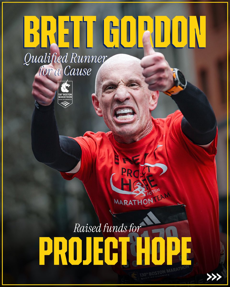 Graphic featuring an image of Brett Gordon with text overlayed that reads “Brett Gordon raised funds for Project Hope”
