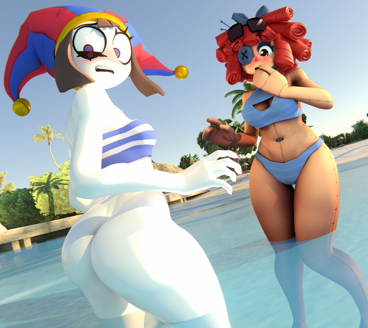 UncleLuArt's tweet photo. Uh oh, wardrobe malfunction!! But...is it really that big of a deal~?

Pomni and Ragatha by @dorfloor3 https://t.co/nKwuylkvy8