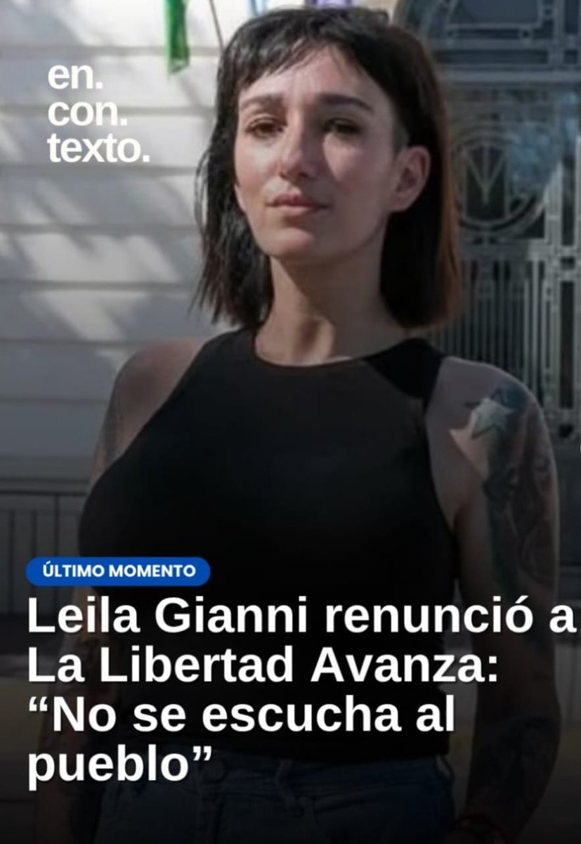 NickyMarquez1's tweet photo. Todos los mártires que "renuncian por que no se escucha al pueblo" JAMÁS renuncian a la banca que en su momento obtuvieron gracias a colgarse del éxito de @JMilei. Este dato confirma la parodia que se esconde detrás de estas "dimisiones patrióticas": siguen aferrados al sueldito estatal como sanguijuelas.
Me caía bien Leila Gianni, la veía aguerrida, con calle y comprometida, aunque su perfil y sus videos me parecieran muy chocantes.
Pero esto se veía venir. Seguro que ella no negoció renovar su banca y busca un conchabo en otro lado para sobrevivir en política: acá no hay una "discrepancia doctrinaria" con el rumbo del gobierno sino de puro interés personal.
¿Quién tiene la culpa? 
No es el chanco sino el que le da de comer: 
¿QUIÉN ES EL "CRÁNEO" QUE SE ENCARGA DE RECLUTAR KIRCHNERISTAS DESEMPLEADOS PARA COLOCARLOS EN LAS LISTAS DE LA LIBERTAD AVANZA? ¿NO SE ADVIERTE QUE ELLO ES UNA DESERCIÓN EN POTENCIA?
Espero que estas cosas sirvan de lección para el armado del año que viene.