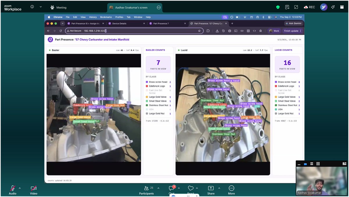 joelnadarai's tweet photo. Great @roboflow session on Part Presence Inspection with Aadhav Sivakumar

Seeing how Computer Vision can detect missing components on a manufacturing line in real time.

Always learning MCP, VLMs, Computer Vision &amp; Edge AI.

#ComputerVision #EdgeAI #AI #Roboflow #Manufacturing https://t.co/VWBZ5Khva2