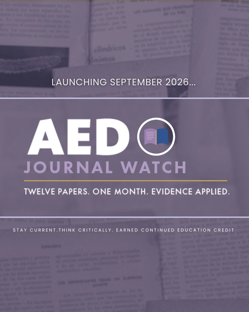aedweb's tweet photo. Coming soon: AED Journal Watch. Stay current with 12 essential eating disorders papers each month, plus 2 CEUs. Launching September 2026.

Grateful to The Eating Disorders Education Institute (EDEI) for making this advancement possible. https://t.co/Bdg2Bvuhts