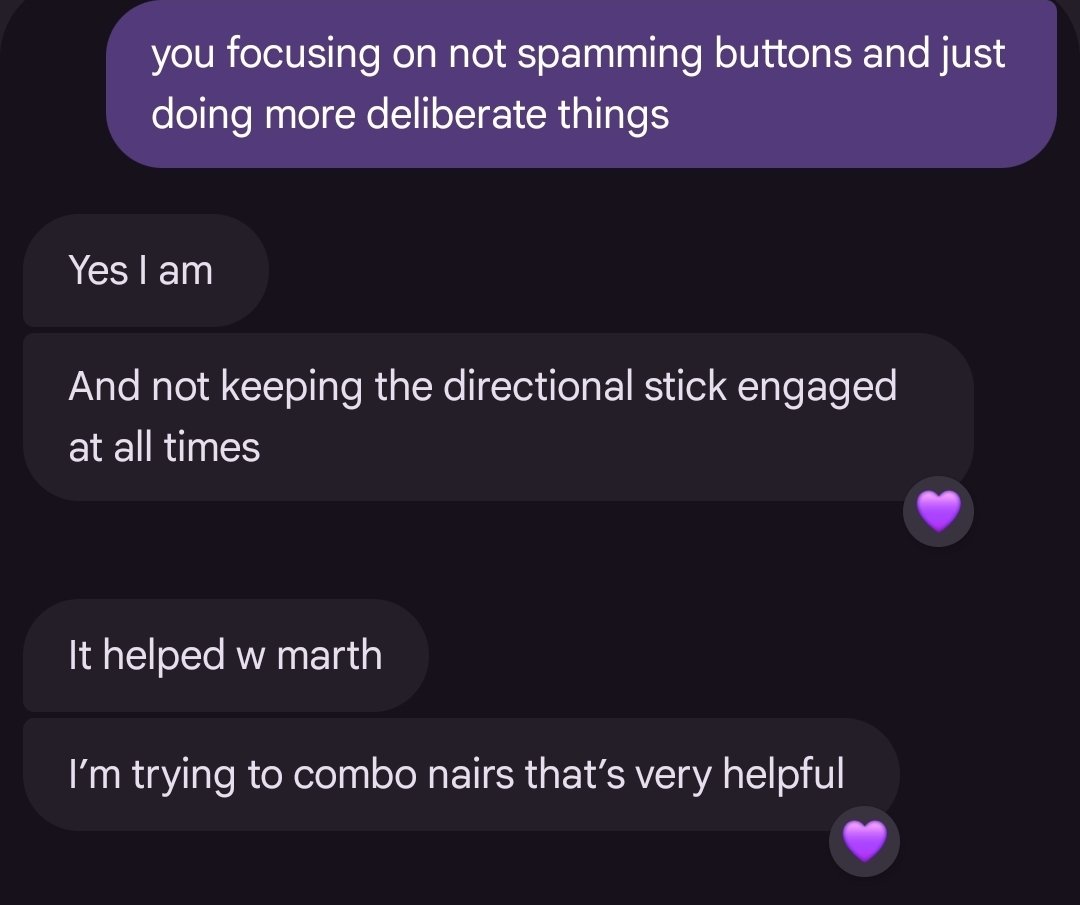 sticklessOTM's tweet photo. my gf is learning smash bros and here are some gems she has sent me so far:

try to guess who she mains https://t.co/KkcYCYly7r