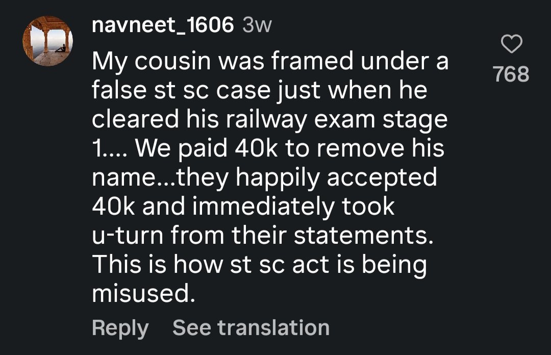 rahulxbhumihar's tweet photo. My cousin was framed in a false SC/ST case right after he cleared Stage 1 of his railway exam. We paid 40,000 to get his name removed. They happily accepted the money and immediately made a U-turn on their statements. This is how the SC/ST Act is being misused.

God knows how many people are suffering due to the misuse of the SC/ST Act.