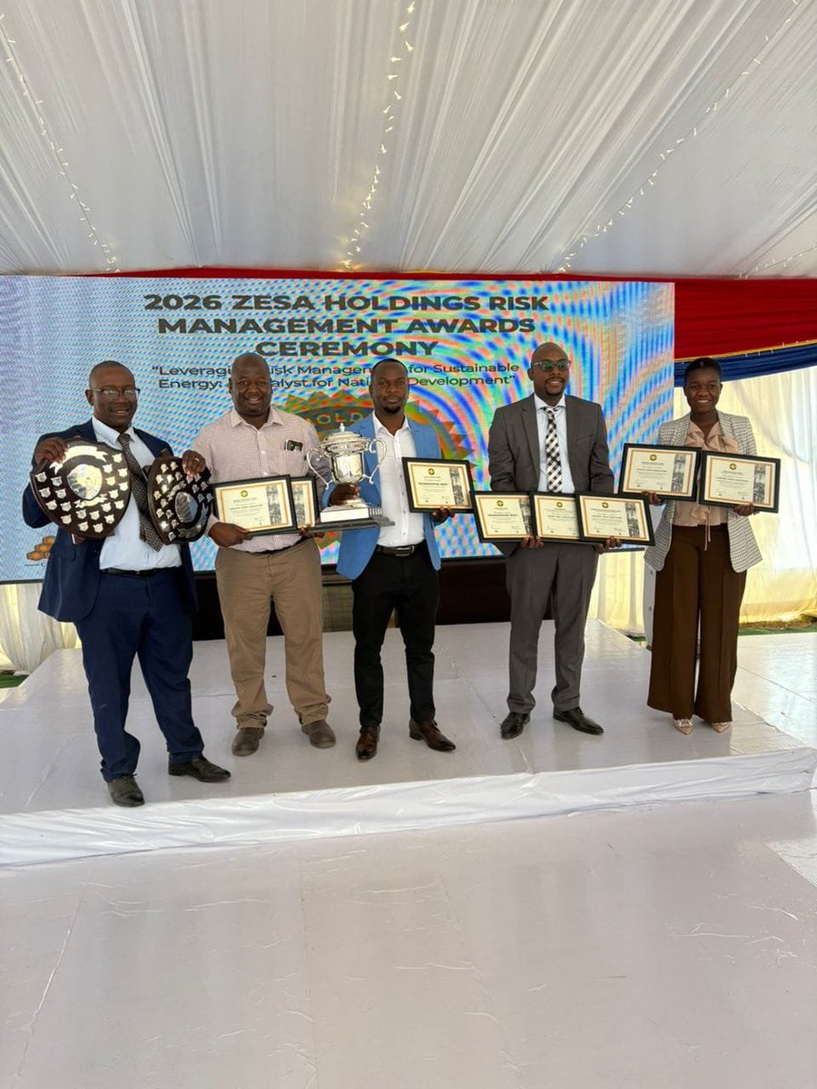 ZESAPVTLTD_'s tweet photo. Honoured to celebrate excellence at today’s ZESA Group 2026 Risk Awards!
For us, safety and risk management extend far beyond compliance—they safeguard our workforce, assets and reputation as we power national growth. Congratulations to all our award winners! 
#ZESARiskAwards https://t.co/W5inHdZxbD