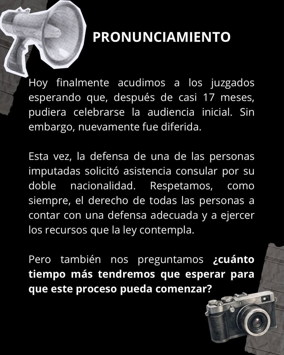 vaniacache's tweet photo. Se pospuso la audiencia del Axe Ceremonia. 
En la carpeta señalan 3 empresas: Operadora Eclectic, La Agencia de los Socios y O.N. Producciones Creativas (8 personas). 
Una de ellas, con doble nacionalidad, pidió asistencia consular. 
👇Acá el pronunciamiento de la fam de Miguel: https://t.co/vosaaM2tap