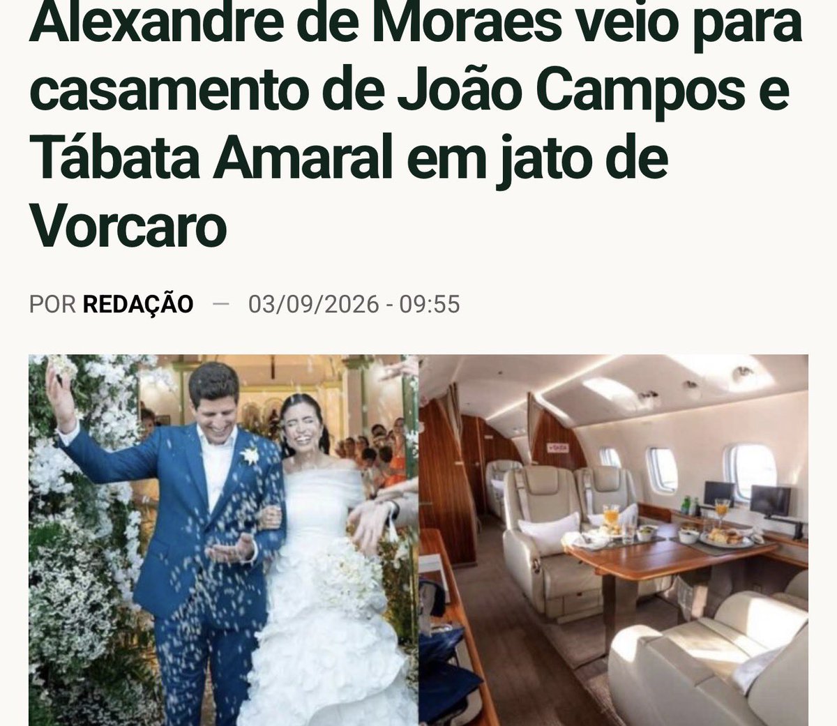 GilsonMachado22's tweet photo. Alexandre de Moraes veio para o casamento de João Campos no jatinho de Vorcaro. FORA MORAES E FORA JOÃO CAMPOS❌🔥 https://t.co/9P7MXQMDNw