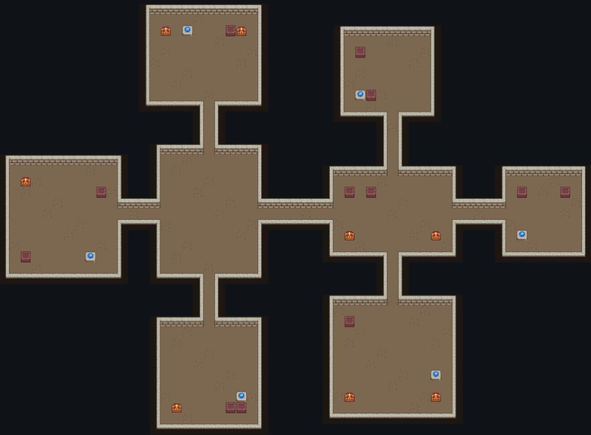 Chosen_Apes's tweet photo. colored dots on a floor plan, then I actually built the rooms.

tiles, chests, torches, gold room. v1 dungeon for Pixel Realms
#IndieGameDev #PixelArt #Unity3D #Unity #UnityGameDev https://t.co/IGCORHNtNh