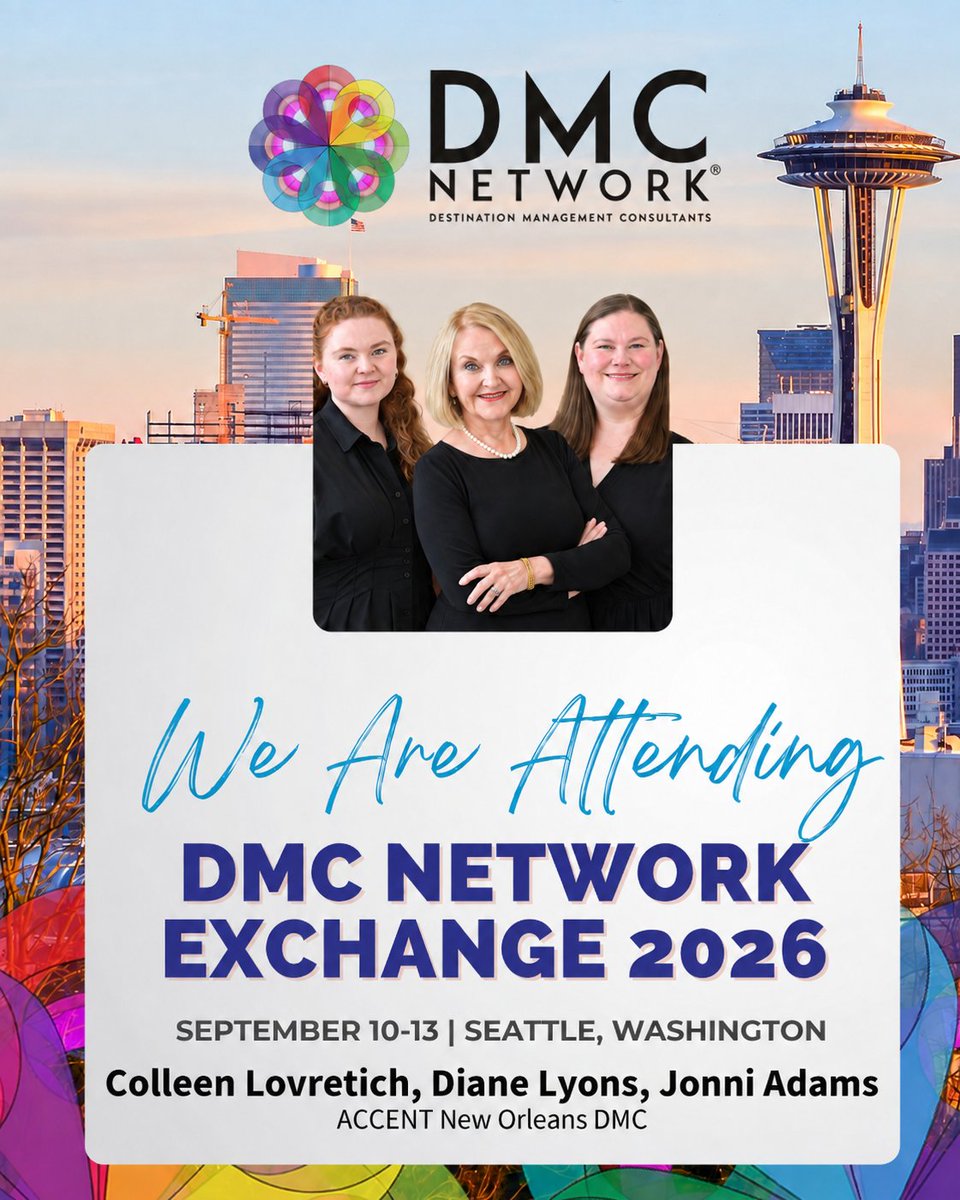 accentdmc's tweet photo. Three New Orleans ladies walk into Seattle…

Next week, Diane, Jonni, and Colleen are headed West for the #DMCNetwork Exchange.

Always good to get out, catch up with clients, &amp; spend time with people who understand the same crazy world of destination management. 😁

#EventProfs https://t.co/cmqINs1hF8