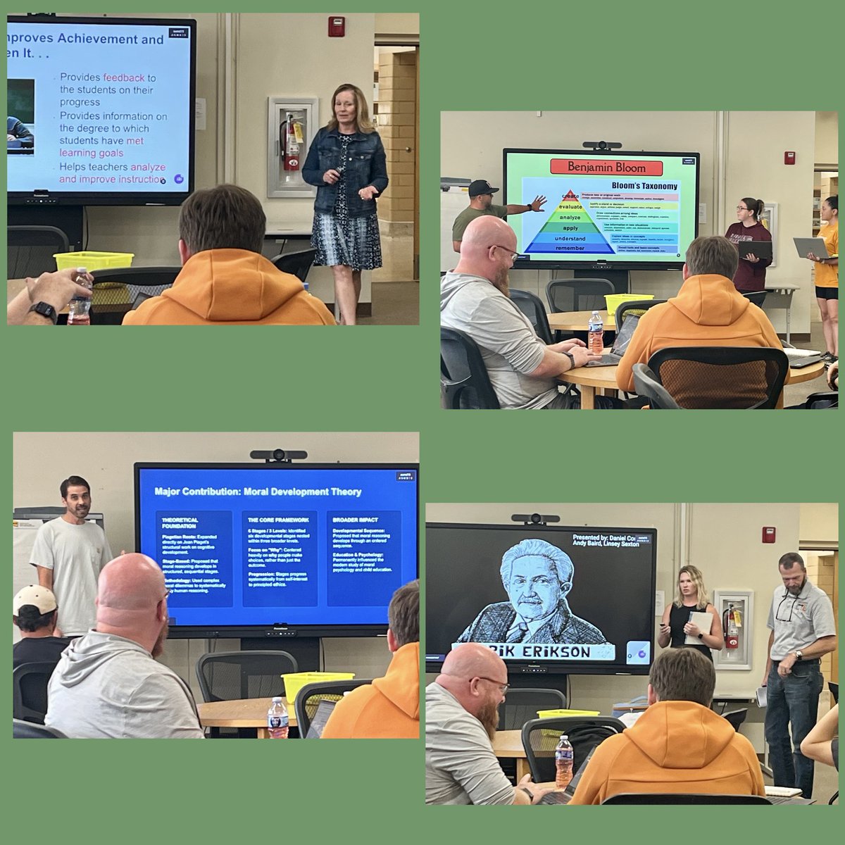 KCS_EPP's tweet photo. Today’s @KCS_EPP Learning Day is rich in discussions abt how educational &amp; behavioral theorists have shaped how we (should) teach. Cohort 5 candidates give their presentations. Judy pulls in this info to instruct them on student assessment &amp; feedback that is actually effective!🙂 https://t.co/hthdMQLzxf