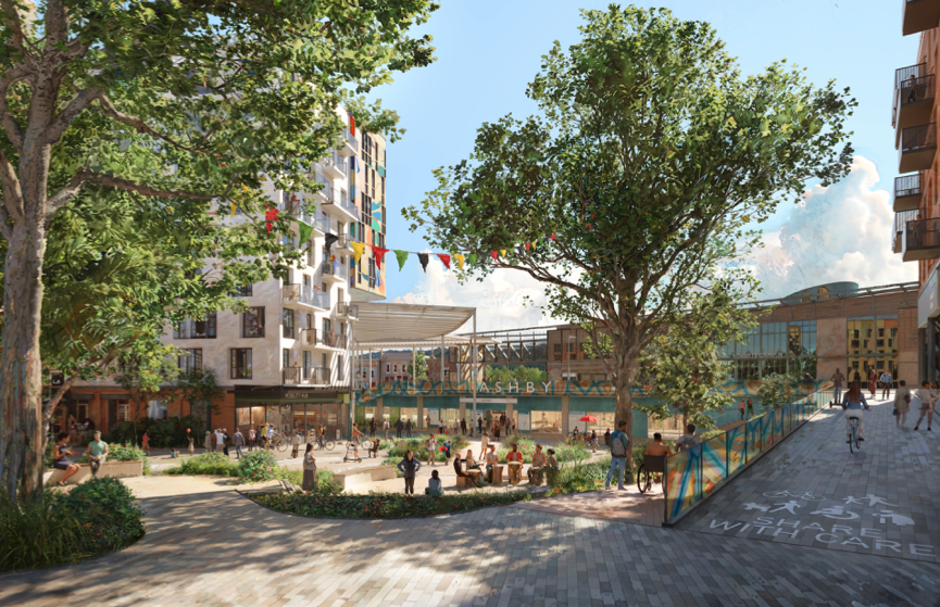 KenjiCapital's tweet photo. This could be one of the biggest transformations in Berkeley.

Ashby BART's massive surface parking lot could become an entirely new neighborhood.

Here are the first renderings:

• Up to 600 apartments
• 50% permanently affordable
• 5 new buildings
• 6–8 stories
• ~25,000 SF of retail + community space
• New public plazas
• Improved bike + pedestrian access
• Potential health clinic and/or childcare
• All directly on top of BART

Before BART, this land WAS a neighborhood with homes and businesses, but most of it was demolished when the station and parking lots were built.

Now we're coming full circle again I guess...

I'm a huge fan of transit-oriented development like this. Can't wait to watch this one evolve.

📍Berkeley
