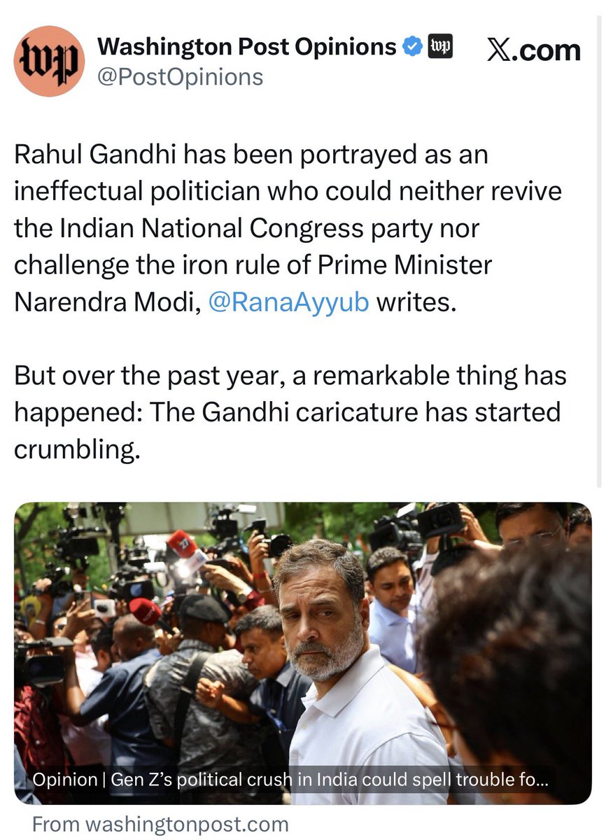 RanaAyyub's tweet photo. Latest for the Washington Post on Rahul Gandhi. 

https://t.co/PgUcCMBYpg https://t.co/ljEgxUOxy1