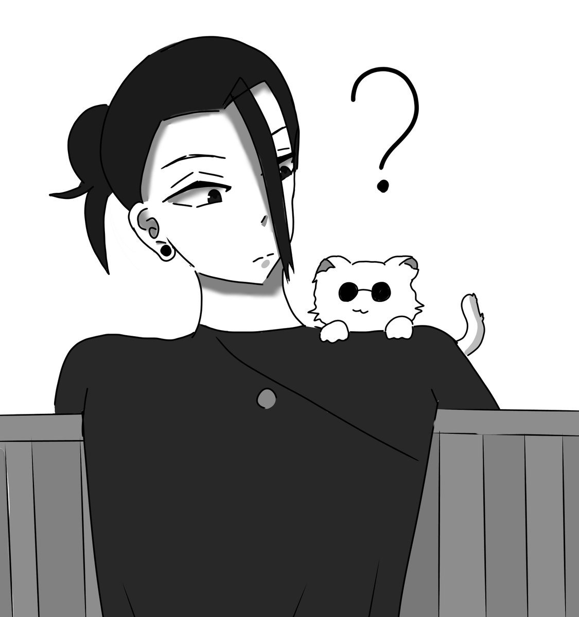 useless_n1's tweet photo. 夏油傑跟五條貓嗎（？）真的不會畫動物😂 #五夏 https://t.co/uTmrH23xRz