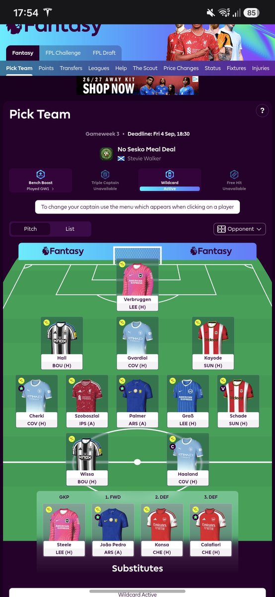 FPLLama's tweet photo. #GW3
#fpl

Heading into the WC like this, with 2m itb to go from Cherki to Saka, which also makes it easier 'if' needed to get Bruno back in the midfield.

Best of luck folks.
Im away back to bed, to get rid of the feelings im going through currently x

OR fine, but far 2 early x https://t.co/kZzIl3GUJo