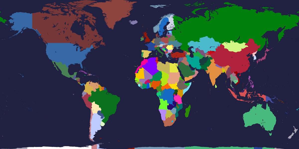 NAmericanUnion's tweet photo. world map made using the province map from the mappa mundi hoi4 mod https://t.co/l53dhTCisS
