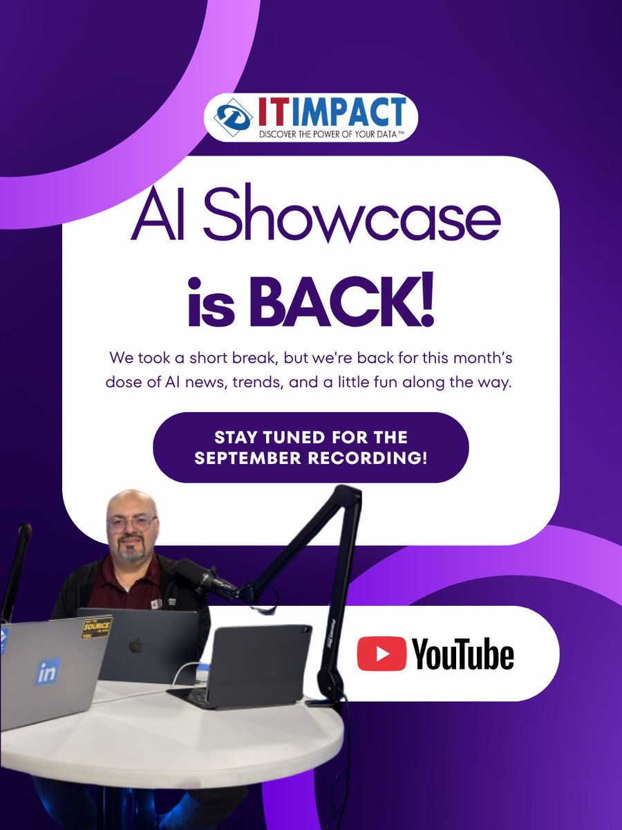 jsoto22's tweet photo. 🎉 AI Showcase is back for September! 🎉

The recording from this month's session will be up on YouTube soon. In the meantime, catch up on our past AI Showcase recordings here: https://t.co/a5ti2FSNre.

#AIShowcase #ArtificialIntelligence #AIinBusiness https://t.co/mzQFLhX5Q0