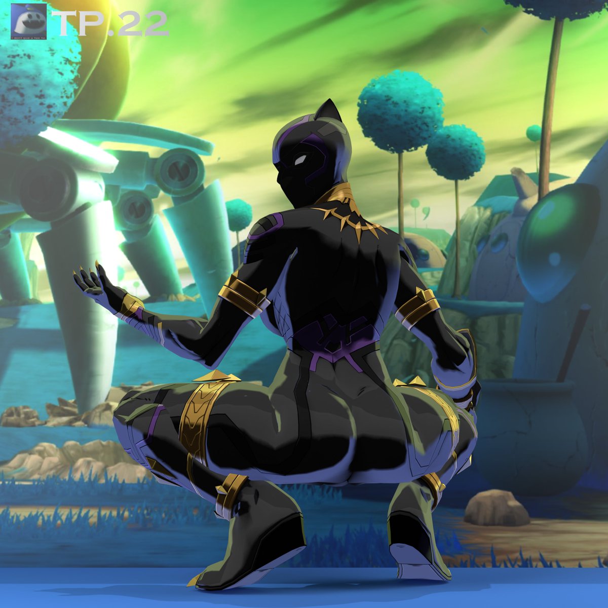 tproducitons22's tweet photo. WAKANDA FOREVER AND SHIT, YASS QUEEN 🙇

I have not seen this model used yet for stuff like this so here's to the first. They nailed Shuri in Tokon! 

Black Panther by @MonikArtZ and Shader by @WistfulHopes 
DBZ Backgrounds by @WALLIMOG https://t.co/fbopTmCNbZ