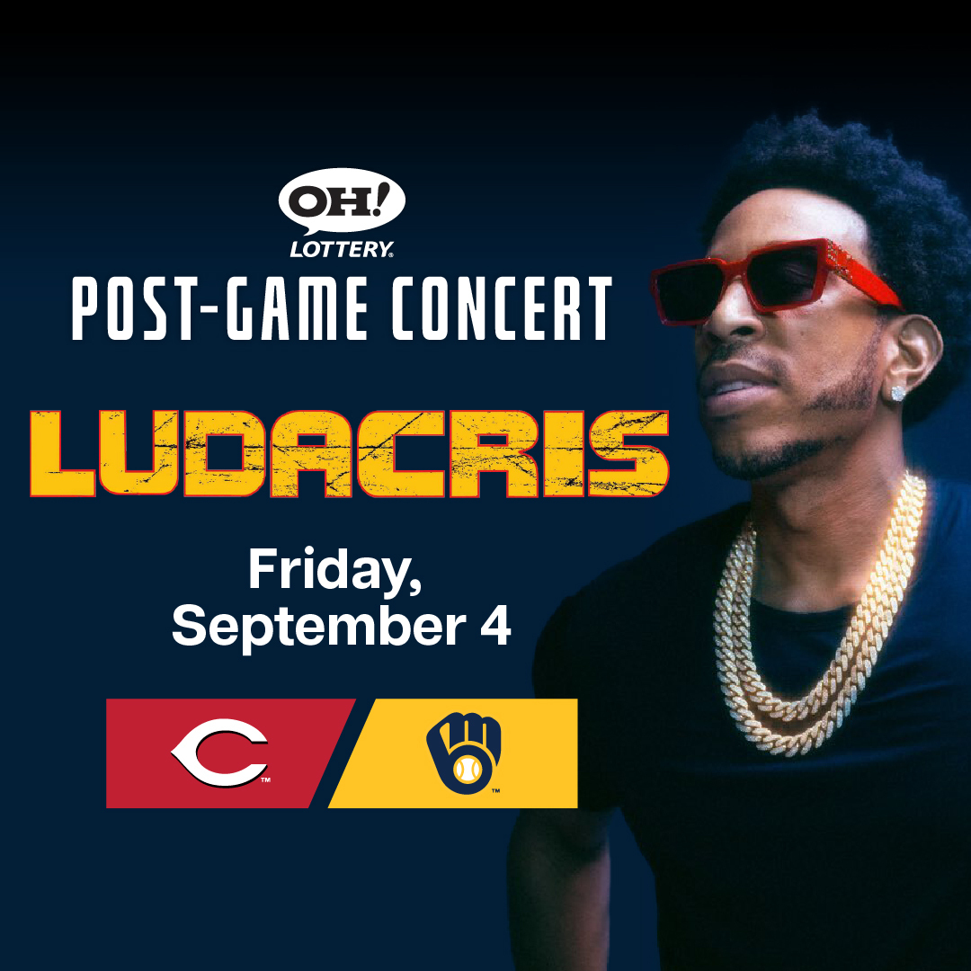 Reds's tweet photo. Ludacris will be at GABP tomorrow night for a post-game concert presented by @OHLottery!

Repost this to be entered to win two game tickets + passes to enjoy the show from the field.

Enter by 9/4 at 11:00 AM ET. Rules: https://t.co/SW88HTLWmw https://t.co/wJdI9RomXl