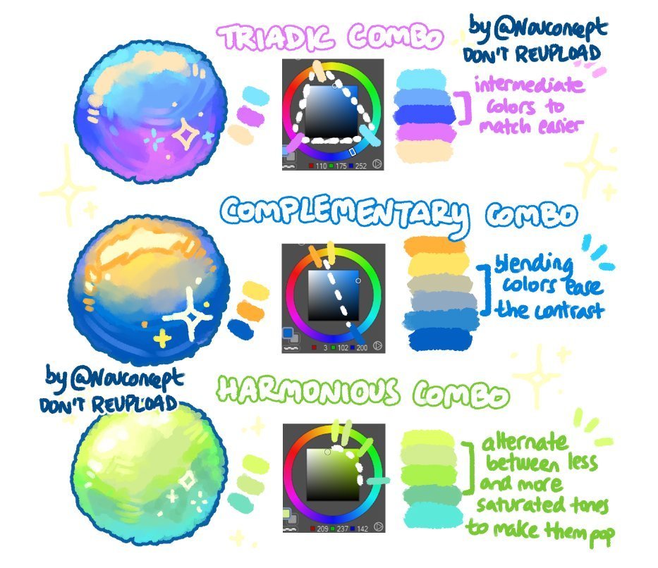 nouconcept's tweet photo. some notes about combining colors + how I use harmonious tones! ✨🌈🎨 https://t.co/f5B78VdGAy