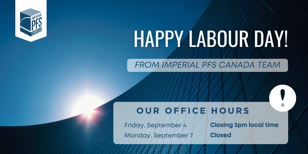 ipfscanada's tweet photo. This Labour Day, we celebrate the people whose hard work keeps our communities, businesses and industries moving forward.

Please note that IPFS Canada offices will close early at 𝟑:𝟎𝟎 𝐏𝐌 𝐥𝐨𝐜𝐚𝐥 𝐭𝐢𝐦𝐞 𝐨𝐧 𝐅𝐫𝐢𝐝𝐚𝐲, 𝐒𝐞𝐩𝐭𝐞𝐦𝐛𝐞𝐫 𝟒, and will be closed on 𝐌𝐨𝐧𝐝𝐚𝐲, 𝐒𝐞𝐩𝐭𝐞𝐦𝐛𝐞𝐫 𝟕 in observance of Labour Day.

Regular business hours will resume on 𝐓𝐮𝐞𝐬𝐝𝐚𝐲, 𝐒𝐞𝐩𝐭𝐞𝐦𝐛𝐞𝐫 𝟖.

We wish everyone a safe, restful and enjoyable long weekend!

#LabourDay #StatHolidays2026