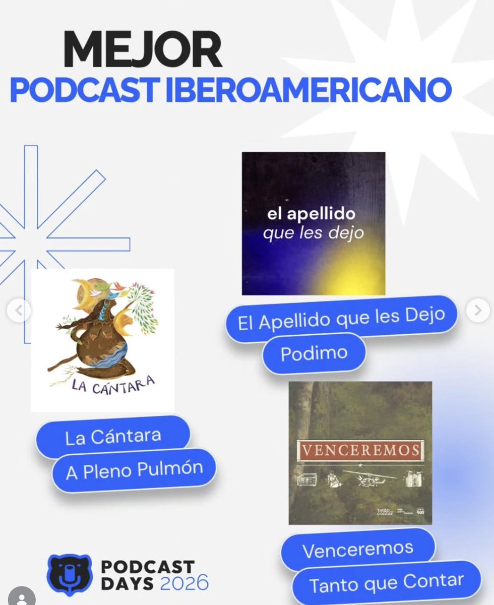 tantocontarmx's tweet photo. En otras buenas noticias, "Venceremos" fue seleccionada como finalista para los @PodcastDays_ 🥳. Nos alegra mucho ver el reconocimiento al trabajo de tantas personas e instituciones en este proyecto. https://t.co/R6YzS1HQ21
