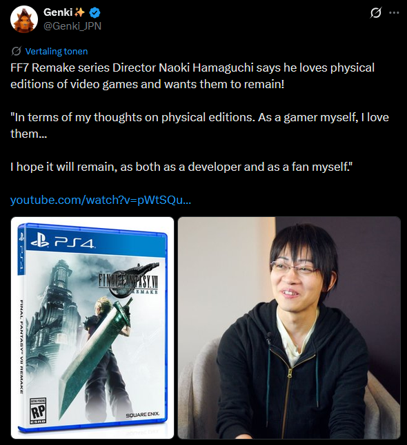 Arkry_'s tweet photo. I don't care about FF7R3 but reading this after hearing the director talk about how he wanted to have a physical copy available is really sad

we used to be a proper society with games on a disc, where you owned them once you bought them, what happened bruh

also worrying for KH4 https://t.co/MbnXBf1IsN