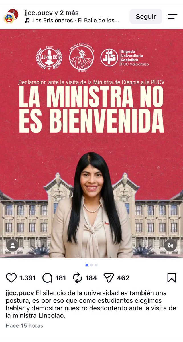 jorgeerrazuriz's tweet photo. Así son los Comunistas : las @jjcc Juventudes Comunistas de la UCValparaiso rechazan visita de la Ministra Lincolao !! 
Eso es ser “iliberales” , dogmáticos, autoritarios y merecen el rechazo de los chilenos. https://t.co/GJ830Hn7q1
