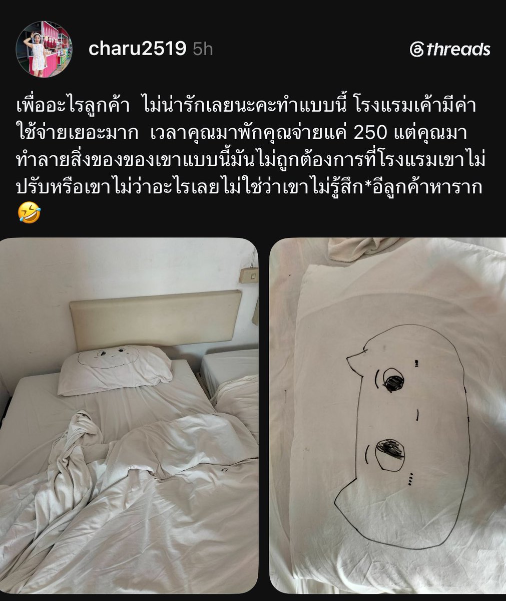 krakraxt's tweet photo. ไปวาดใส่หมอนโรงแรมทำไม 😭 https://t.co/044wboGhZL