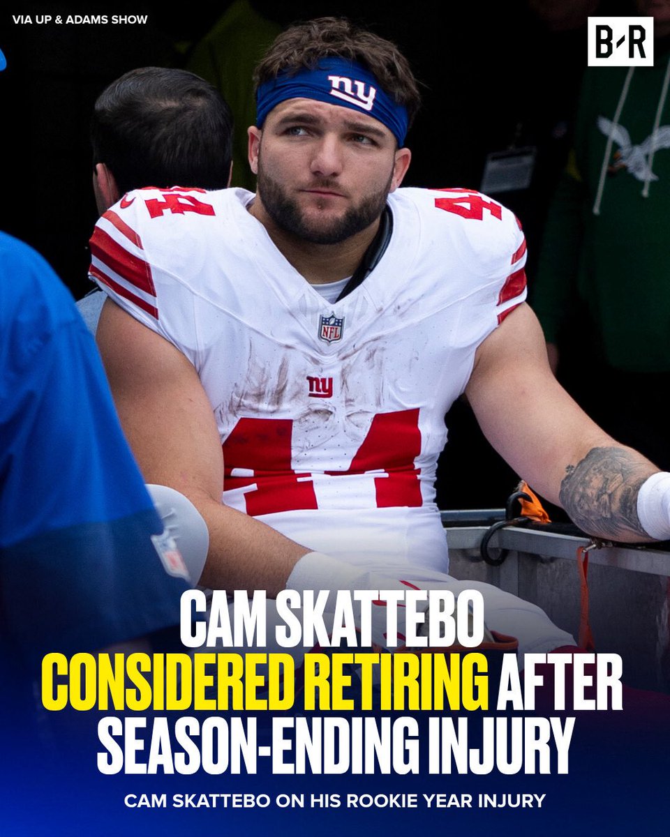 BleacherReport's tweet photo. Cam Skattebo thought about walking away from the game after his season-ending rookie year injury

Glad he's back and ready to go 🙌

(via @UpAndAdamsShow) https://t.co/scRK8QLdcm