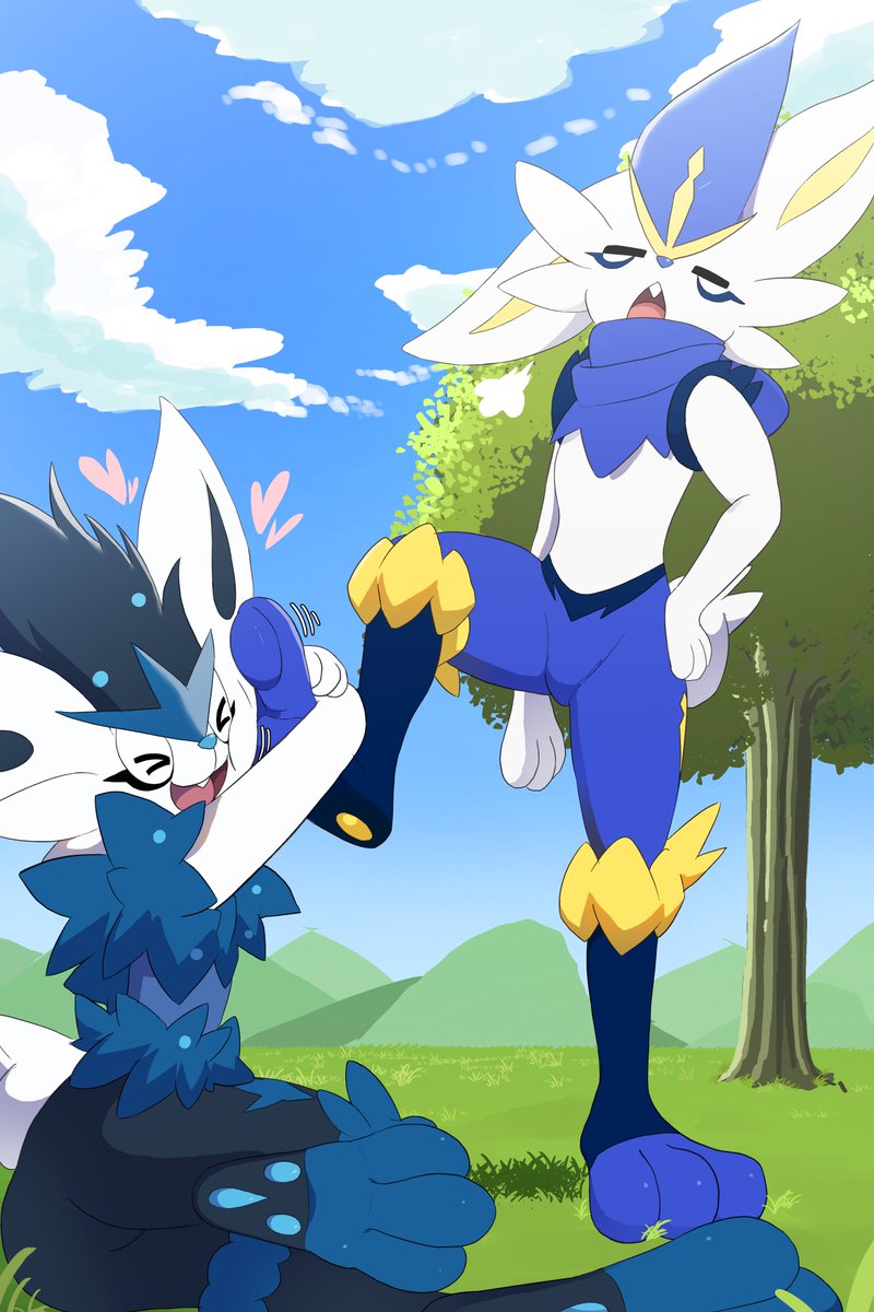 paradox_ian's tweet photo. Kaito REAAAAALLLYY likes Ano's paws! Much to Ano's inconvenience. He decided to give him juuust a bit of fanservice. Just totally natural things happening in Nature! ..Well not that Ano is really one for Nature- https://t.co/NT1JtFYdYG