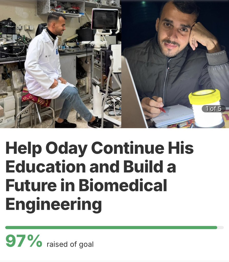 oday_jabour's tweet photo. 97%. We are ONE final push away from 100%. 😭❤️

Come on, friends. This is the moment.

Please donate if you can, then share my campaign directly with at least 3 friends.

Let’s finish what we started together. 🇵🇸🎓

https://t.co/WQgFUczBSZ https://t.co/nV90SznASs