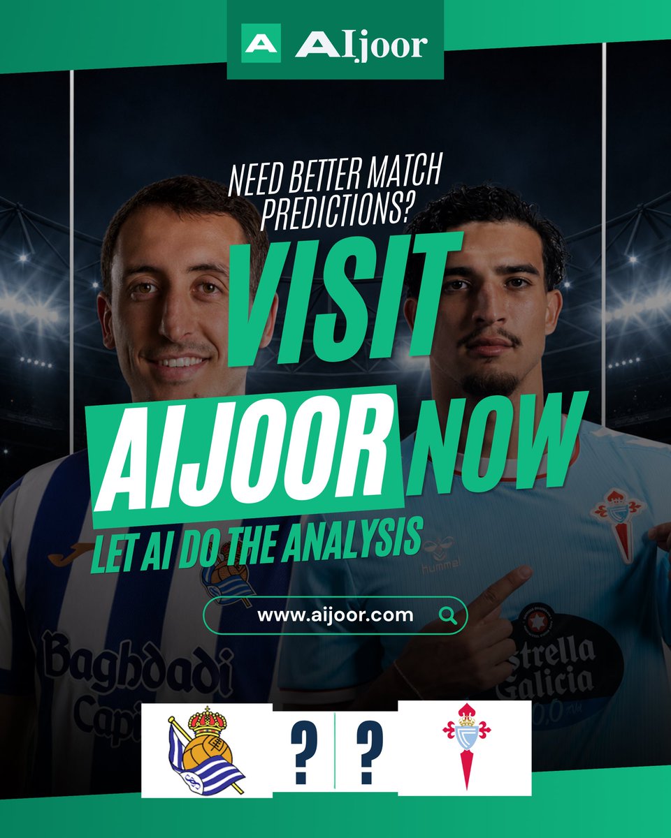 aijoorpredict's tweet photo. Toulouse 🆚 Lille
Real Sociedad 🆚 Celta Vigo

Not sure where to place your bet?

Get the AIjoor prediction, make your call, and see if you got it right. 🔥

🌐: https://t.co/NUd8waA7ME

📲 Join our Telegram for daily updates: https://t.co/6M5GtBR2O7

18+ Bet responsibly. https://t.co/VJBSlVIMqt