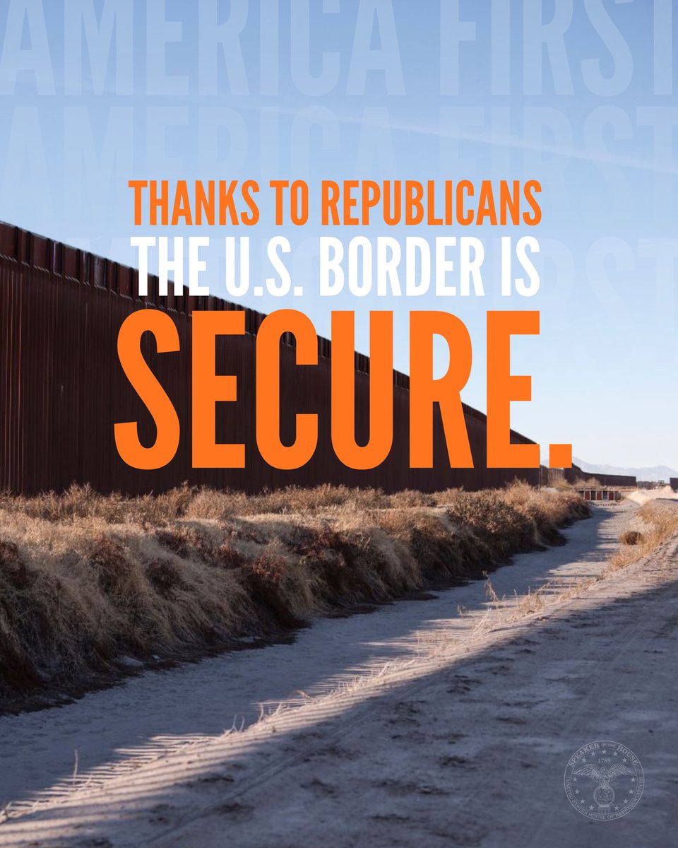 SpeakerJohnson's tweet photo. All we needed was a new President.

@POTUS and Republicans promised to secure our border — and we are delivering.

For over 15 months, ZERO illegal aliens have been admitted into our country.

This is what putting AMERICA FIRST looks like. 🇺🇸 https://t.co/LDHXFERwXd