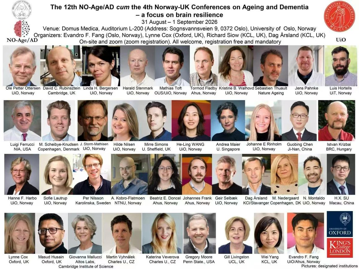 LongjunP's tweet photo. Really happy to have the opportunity to attend the 12th NO-Age/AD and 4th Norway–UK Conferences on Ageing and Dementia! It was a truly inspiring meeting. Learned so much from the excellent talks, insightful discussions, and exciting research presented throughout the conference！ https://t.co/OBPcgoBHnD