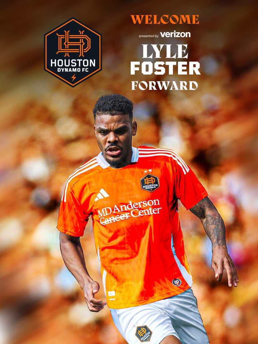 SASportsLink's tweet photo. Major League Soccer side Houston Dynamo have announced the signing of Lyle Foster on a loan deal from Burnley until June 2027

The MLS club have the option to sign the South African on a permanent deal at the end of his loan for a reported fee of $7 million (R112 million). https://t.co/WdaqzxO25t