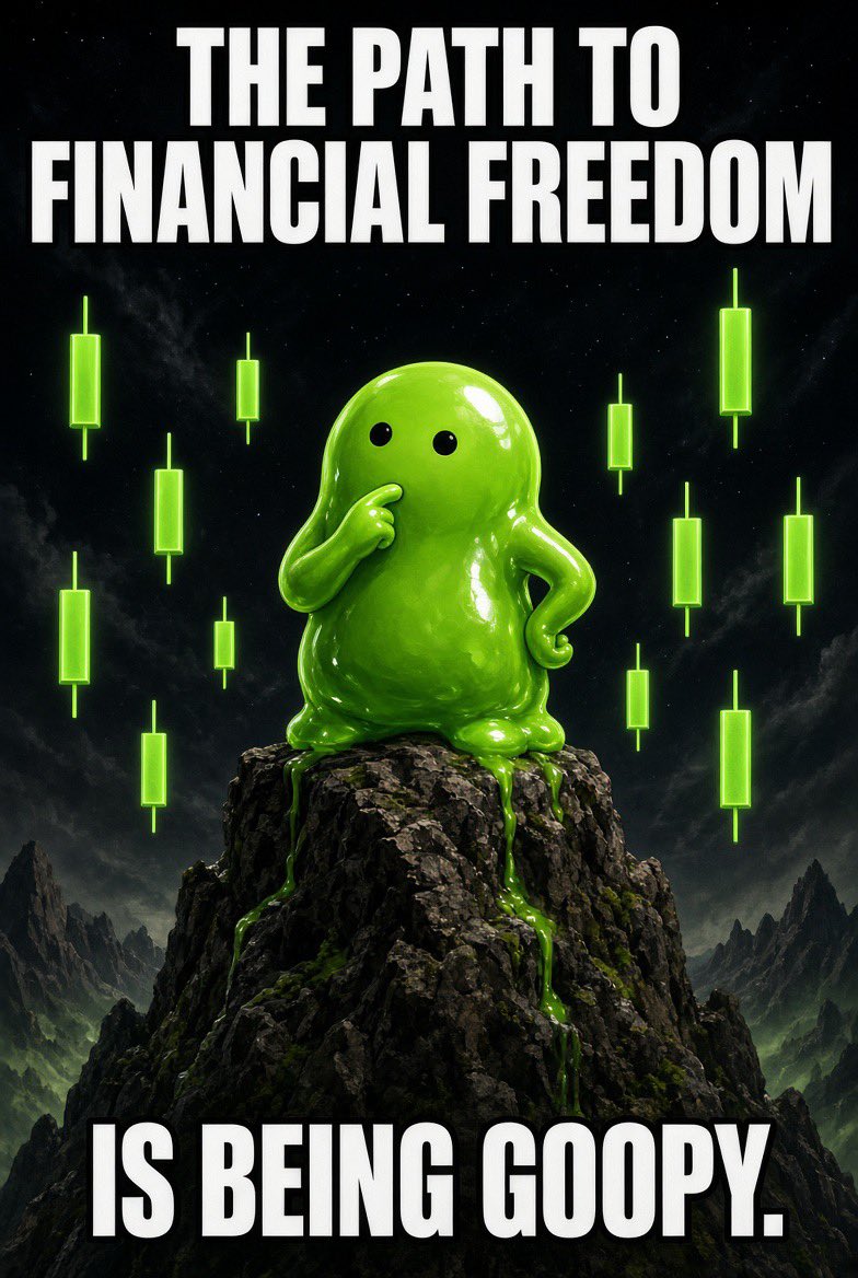 GoopySOL's tweet photo. Ten days of Goopy, and there’s a bigger picture behind the memes. The chart is only one part of a memecoin community. The other part is whether people actually want to talk about the character, create around it, share it with friends, and keep coming back when the market gets boring. That’s the signal worth building. More memes, more community participation, more reasons to put Goopy on the timeline. Slowly, organically, consistently. 🫧 $GOO