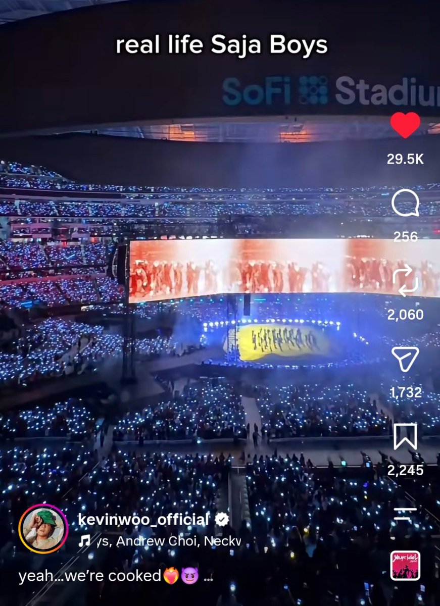kayrh11's tweet photo. Kevin Woo, from KPop demon hunters, went to BTS concert and posted a reel with 'real life Saja Boys'

https://t.co/EzfgQ0gyXN

His "Yeah...we're cooked" caption made me giggle 🤭🤭 https://t.co/eTB6iVO0nw