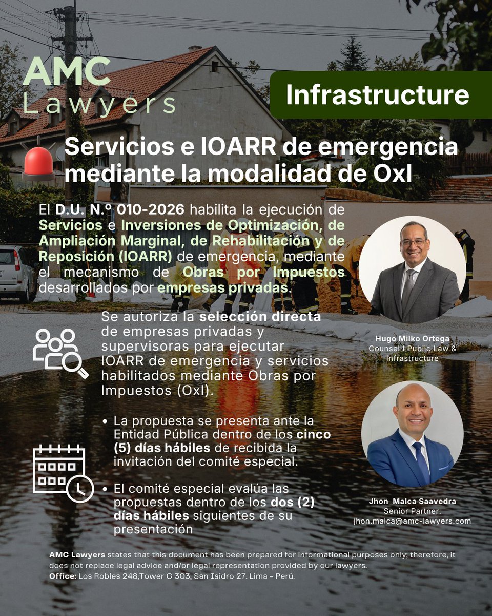 AMC_Lawyers's tweet photo. 𝗦𝗲𝗿𝘃𝗶𝗰𝗶𝗼𝘀 𝗲 𝗜𝗢𝗔𝗥𝗥 𝗱𝗲 𝗲𝗺𝗲𝗿𝗴𝗲𝗻𝗰𝗶𝗮 𝗺𝗲𝗱𝗶𝗮𝗻𝘁𝗲 𝗹𝗮 𝗺𝗼𝗱𝗮𝗹𝗶𝗱𝗮𝗱 𝗱𝗲 𝗢𝘅𝗜
Desarrollado por 𝗲𝗺𝗽𝗿𝗲𝘀𝗮𝘀 𝗱𝗲𝗹 𝘀𝗲𝗰𝘁𝗼𝗿 𝗽𝗿𝗶𝘃𝗮𝗱𝗼 frente al riesgo asociado al 𝗙𝗲𝗻𝗼́𝗺𝗲𝗻𝗼 𝗘𝗹 𝗡𝗶𝗻̃𝗼 𝟮𝟬𝟮𝟲–𝟮𝟬𝟮𝟳.
#ObrasPorImpuestos https://t.co/HtFEswmQbU