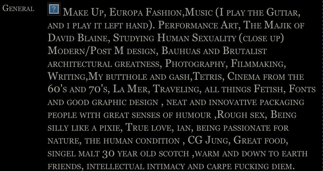 SashaGreyFan_'s tweet photo. Sasha Grey's listed interests on MySpace https://t.co/R33evY4vYM