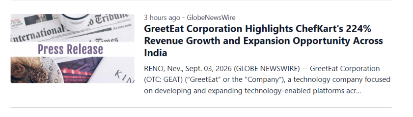 TapeReaderDP's tweet photo. $GEAT JUST ADDED ANOTHER REASON TO WATCH.

The latest update highlights ChefKart 224% year-over-year revenue growth and continued expansion across India, adding another piece to the developing $GEAT story.

The market has already started reacting, but catalyst-driven small caps can continue attracting attention when news flow and momentum align.

I'm watching this one closely. If buyers keep showing up and more updates follow, $GEAT could stay on a lot more watchlists than it was a week ago