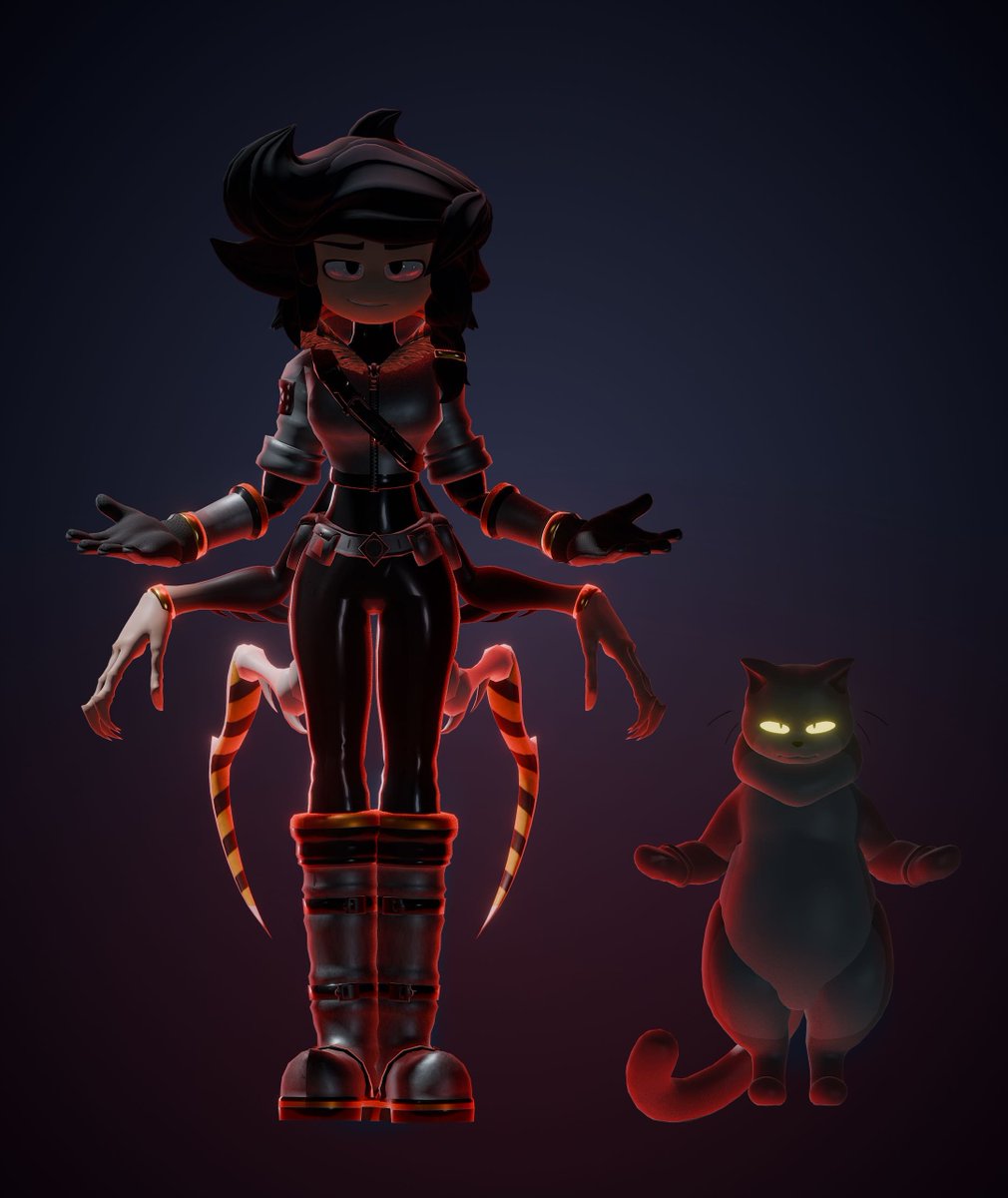 ChachiStudios's tweet photo. I accidently made my OC evil while testing weight painting and then turned them into renders because they were so good, I'm gonna cry bro #GlitchProduction #MDtwt #Murderdrones https://t.co/2gjNLnmtCT