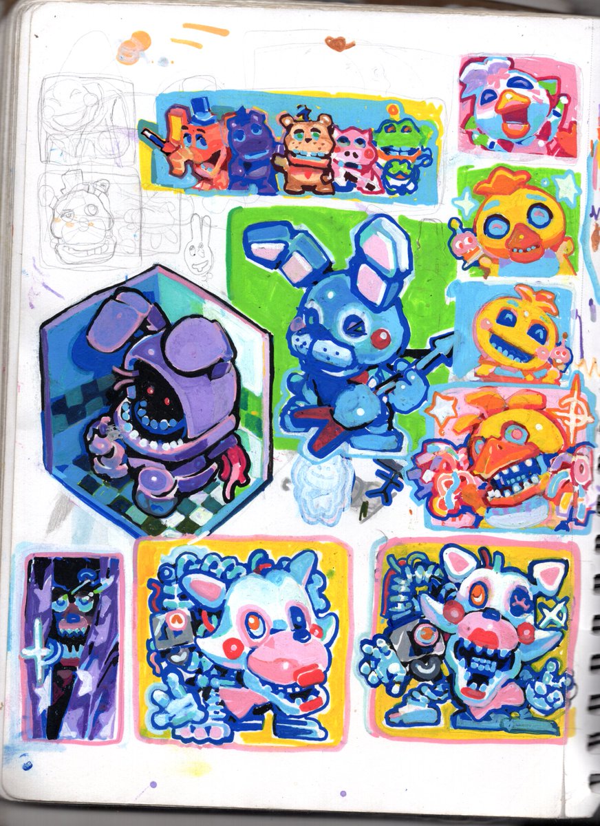 momopatchi's tweet photo. fnaf posca doodles from last year https://t.co/ZoSCiZn50u