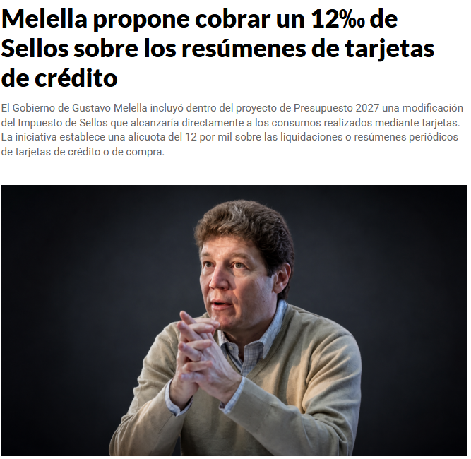 Tomidiazcueto's tweet photo. Resulta que los gobiernos peronistas no paran de subir impuestos. Ahora Gustavo Melella propone una modificación de impuestos al sello y grabar al 12% resumenes de tarjeta de credito y hasta 25% la compra de vehiculos.

El peronismo te destruye loco. https://t.co/fn5feNXo9W