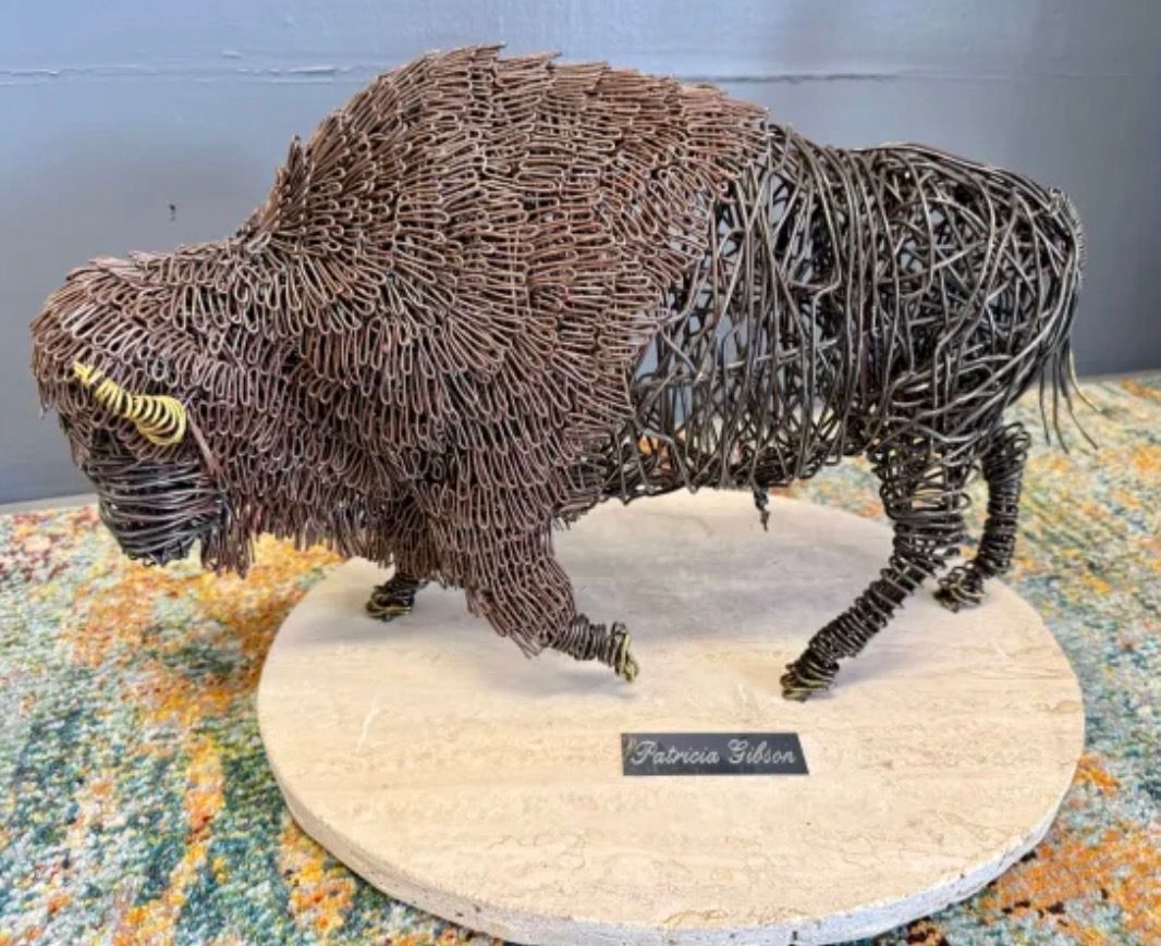 MarvinsPlaceArt's tweet photo. This Buffalo Wire Sculpture is by Artist Patricia Gibson https://t.co/v6swXbJuTM