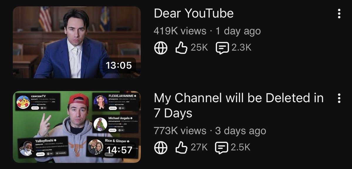 NicholasLightTV's tweet photo. Hey, @TeamYouTube 

You really need to bump these videos to your internal team. 

There’s still SO MANY creators dealing with this. More happened THIS MORNING.

I thought you were investigating this? 

Look at the views on these videos. 

Everyone’s watching. Everyone’s waiting for you to fix this.

https://t.co/r4hNSI3QOw