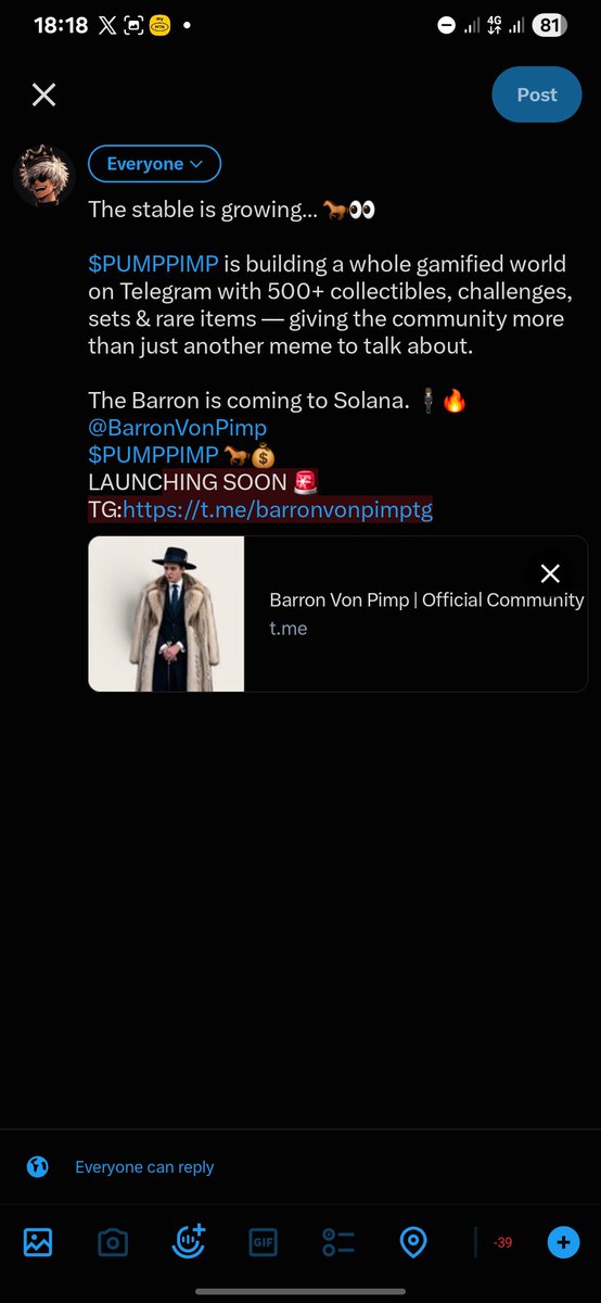 Compbell5's tweet photo. The stable is growing… 🐎👀

$PUMPPIMP is building a whole gamified world on Telegram with 500+ collectibles, challenges, sets &amp; rare items 

The Barron is coming to Solana. 🕴️🔥
@BarronVonPimp
$PUMPPIMP 🐎💰
LAUNCHING SOON 🚨
TG:https://t.co/H1c0bXmOf7 https://t.co/yDYMYNJkxS